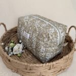 Bawełniana kosmetyczka typu Box - "English Garden" zielona