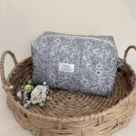 Bawełniana kosmetyczka typu Box - "English Garden" niebieska